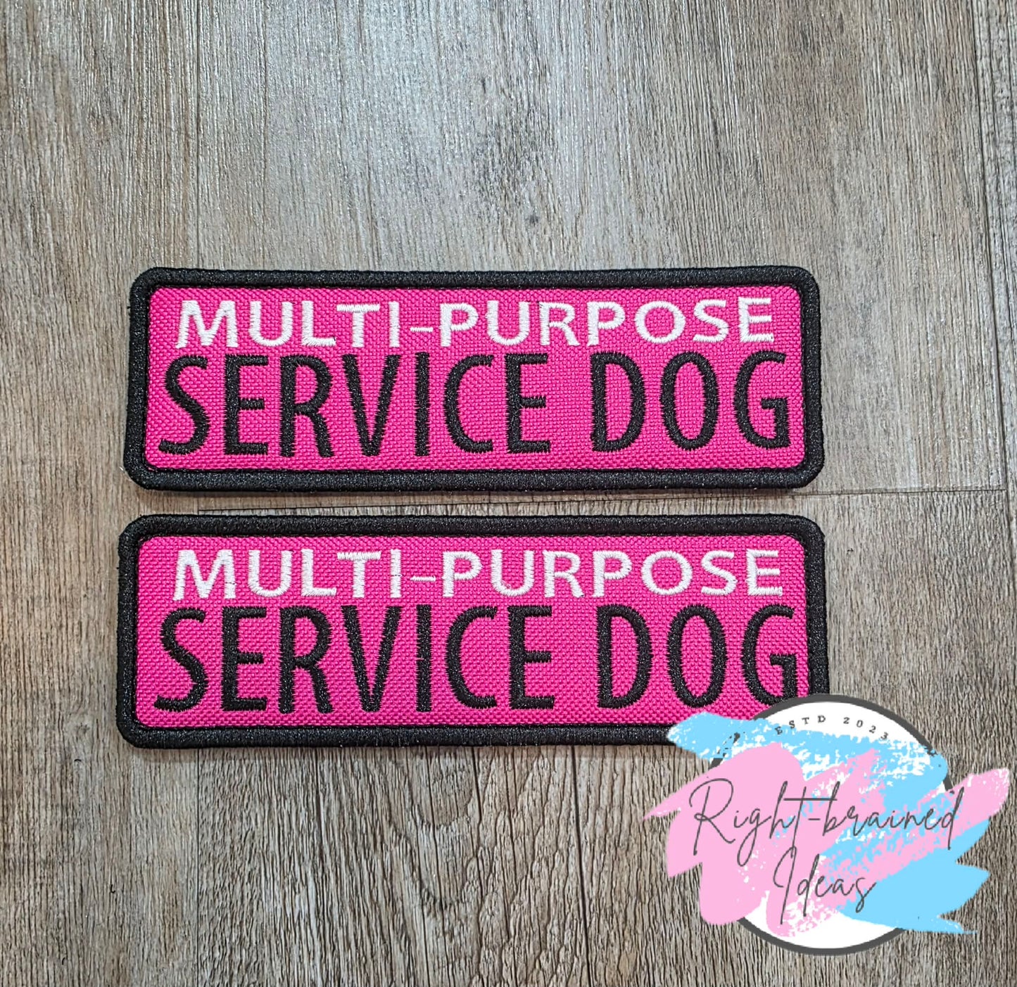 Service Dog Do Not Pet Black And White On Fuchsia Ottertex Canvas Five-piece Patch and Leash Wrap Set