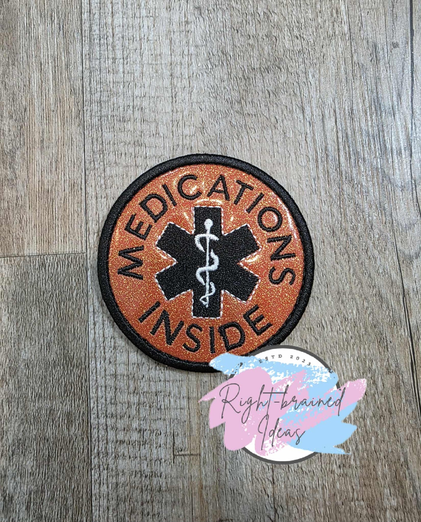 Service Dog Do Not Pet Black And White On Sparkle Burnt Orange Vinyl Six-piece Patch And Mini Leash Wrap Set