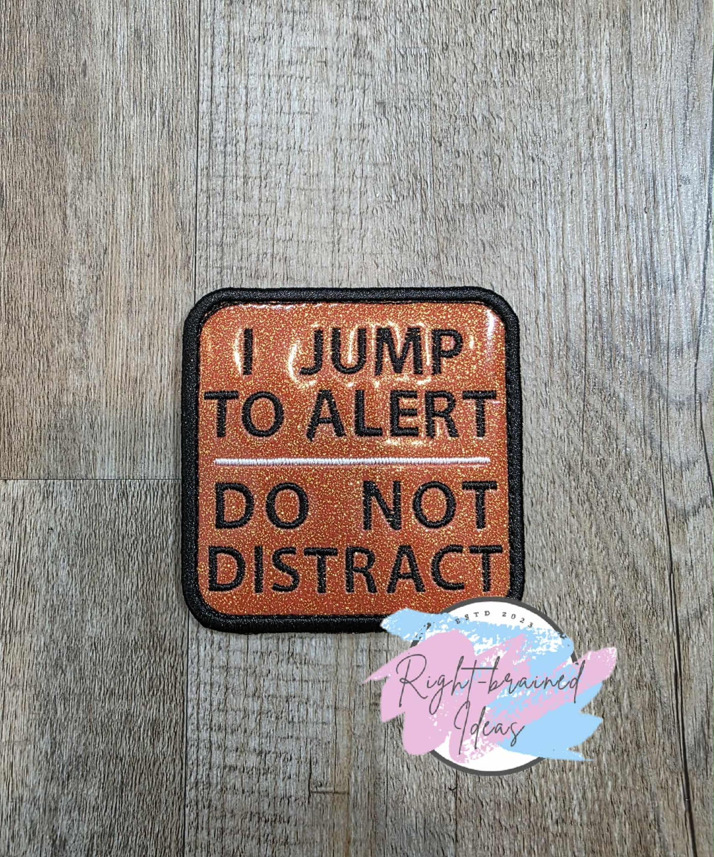 Service Dog Do Not Pet Black And White On Sparkle Burnt Orange Vinyl Six-piece Patch And Mini Leash Wrap Set