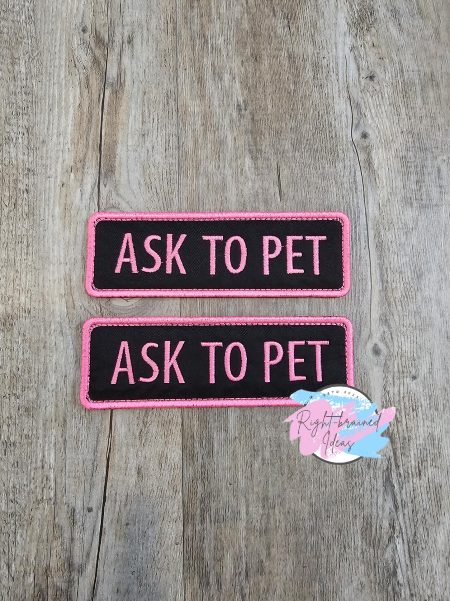 Ask To Pet Neon Pink on Black Two-piece Patch Set