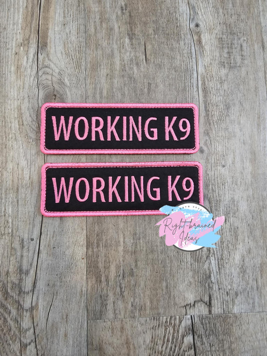 Working K9 Neon Pink on Black Two-piece Patch Set.