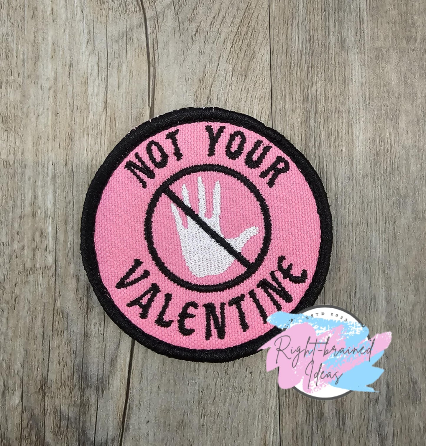 Service Dog, Sweet But Working Themed Valentine's Day Conversation Heart Inspired Patch Set Pink Canvas Black White Embroidery Patcht