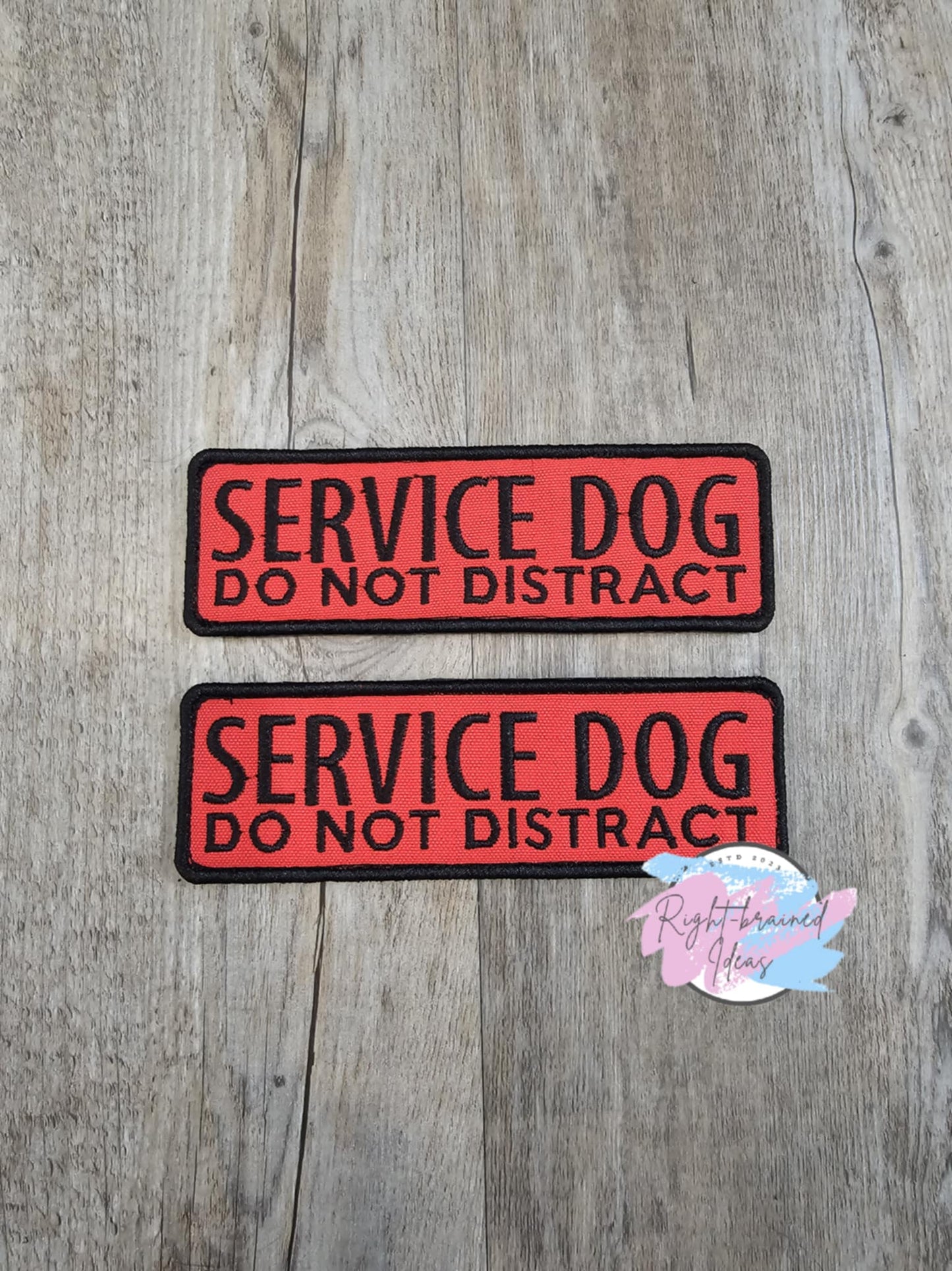 Service Dog, Do Not Distract Black and White on Red Canvas Five-piece Patch Set