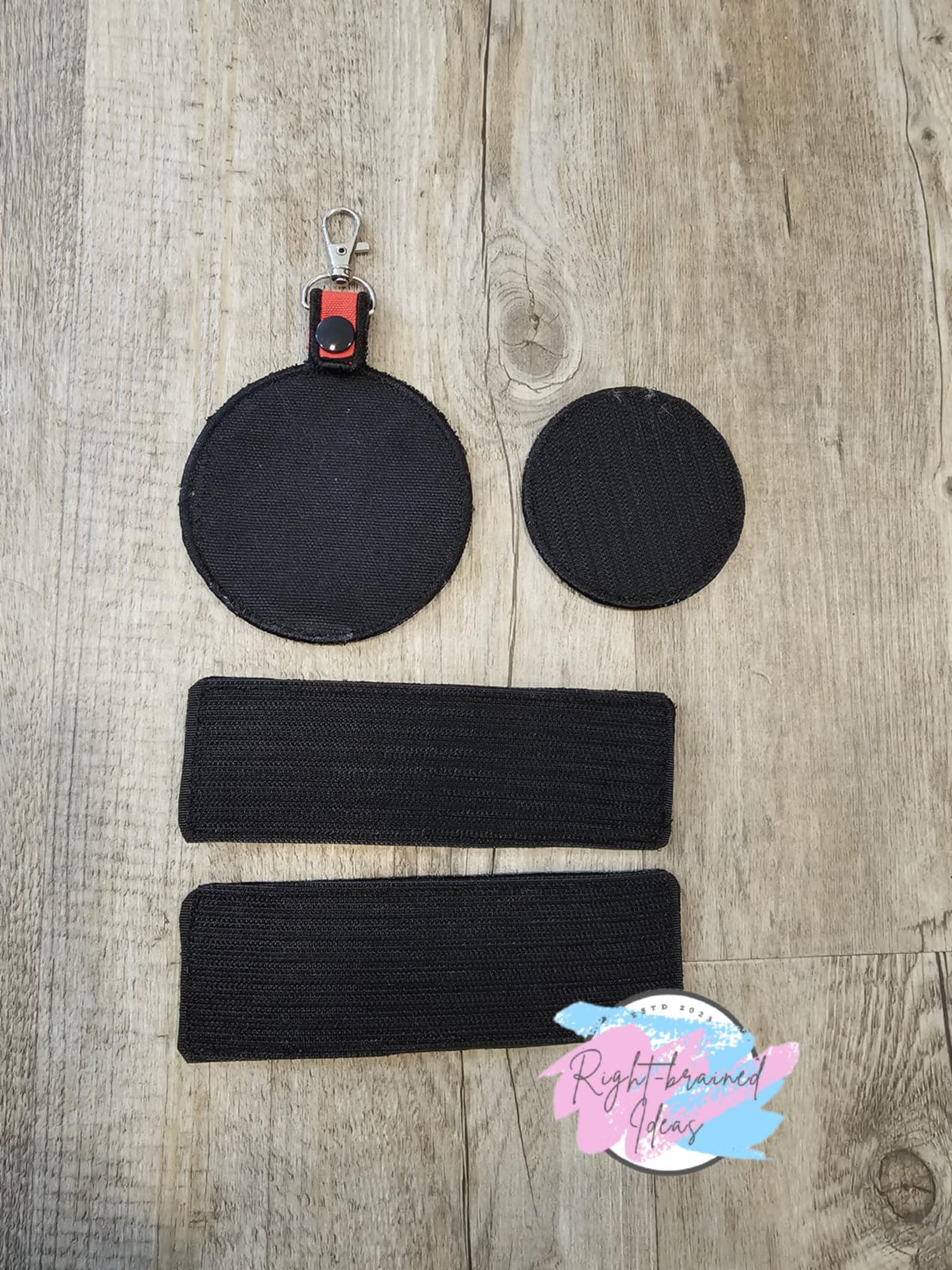 Service Dog, Do Not Pet Black on Red Canvas Four-piece Patch and Patch Tab set