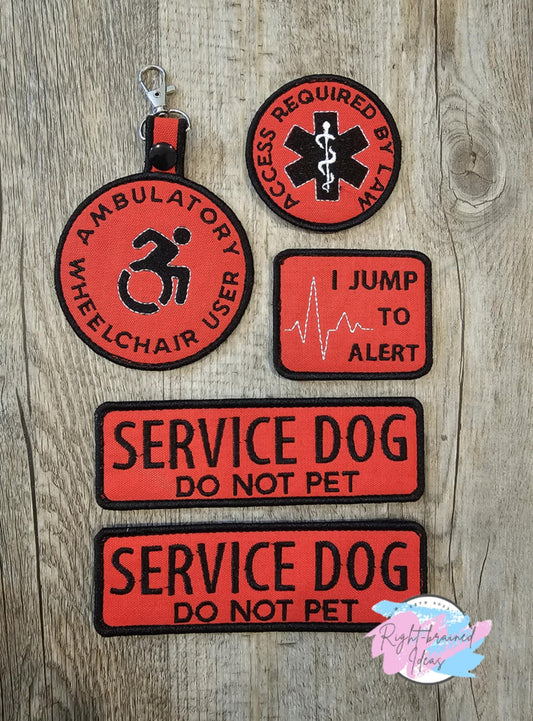 Service Dog, Do Not Pet Black on Red Canvas Five-piece Set