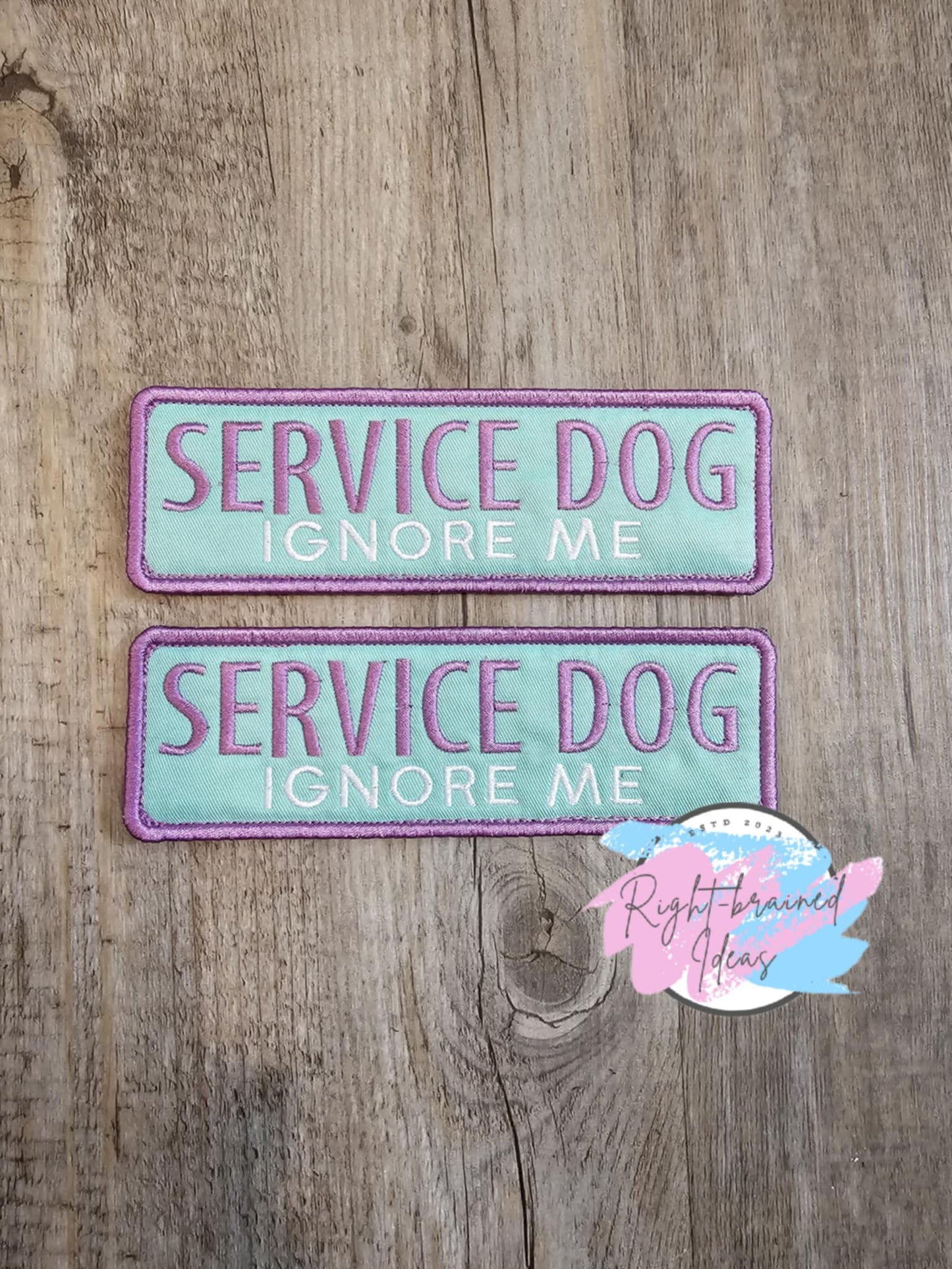 Service Dog Ignore Me Lavender on Seafoam Twill Five-piece Patch and Leash Wrap Set