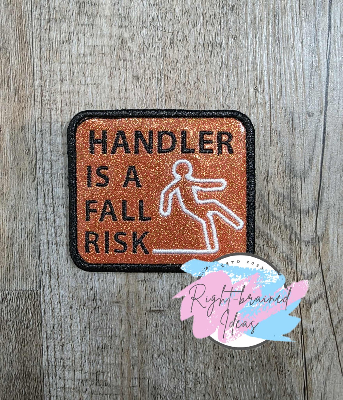 Service Dog Medical Alert Black And White On Sparkle Burnt Orange Vinyl Five-piece Patch and Patch Tab Set