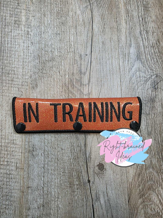 In Training Black On Sparkle Burnt Orange Vinyl Leash Wrap