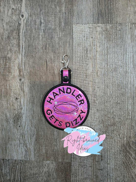 Handler Gets Dizzy Black And White On Sparkle Pink Holographic Vinyl Patch Tab