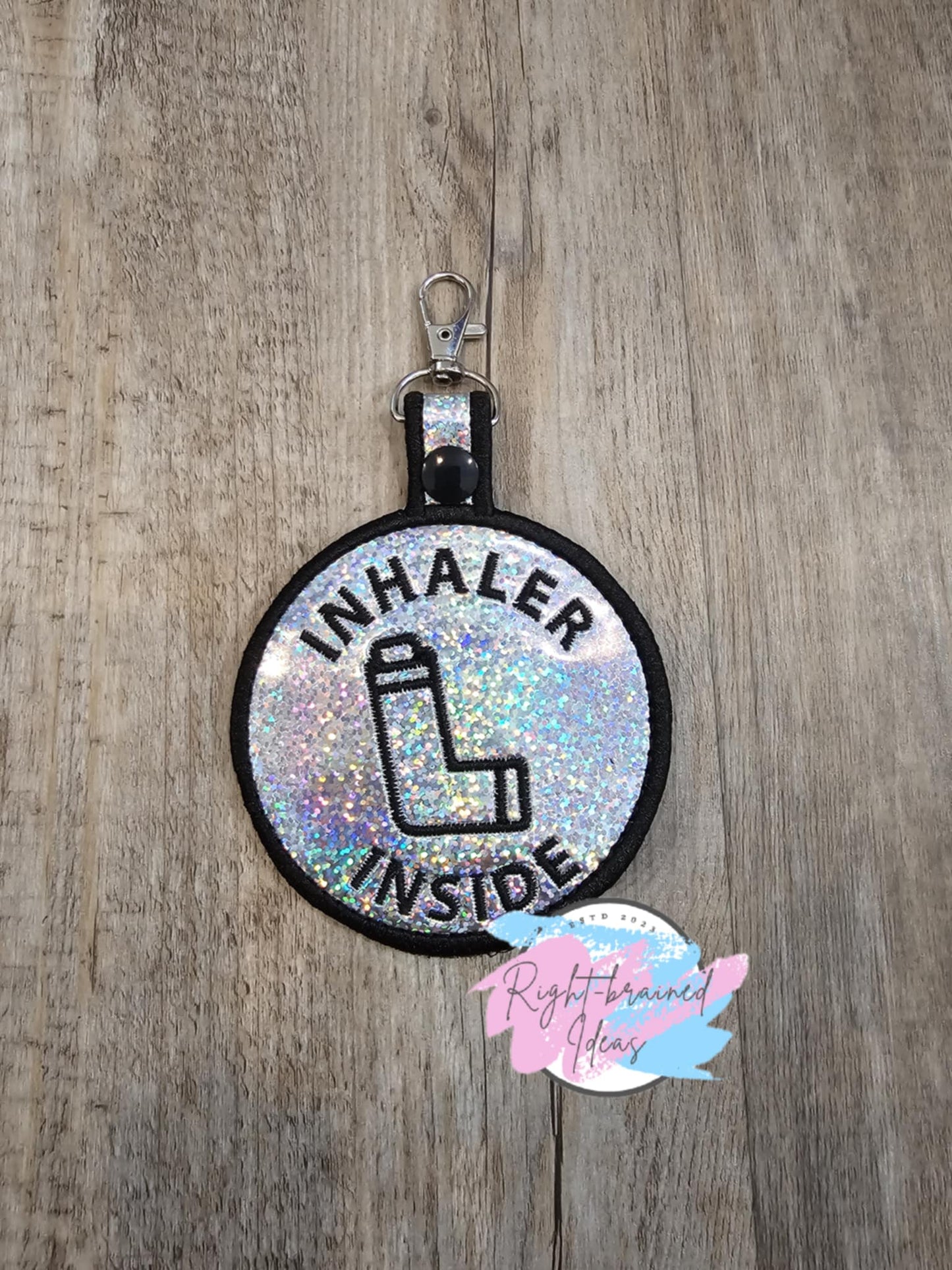 Inhaler Inside Black on Sparkle Silver Holographic Patch Tab