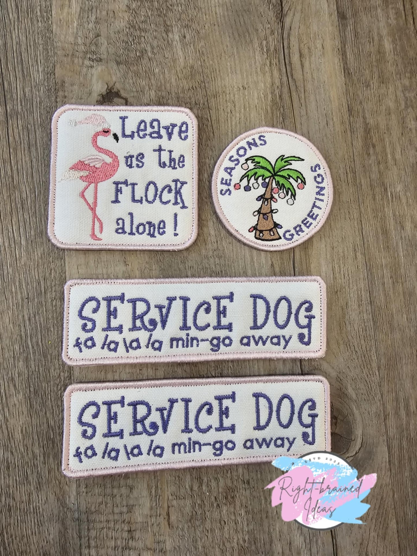 Service Dog, Fa-la-la-la Min-GO Away Christmas In the South Inspired Holiday Four-piece Working Dog Gear Patch Set