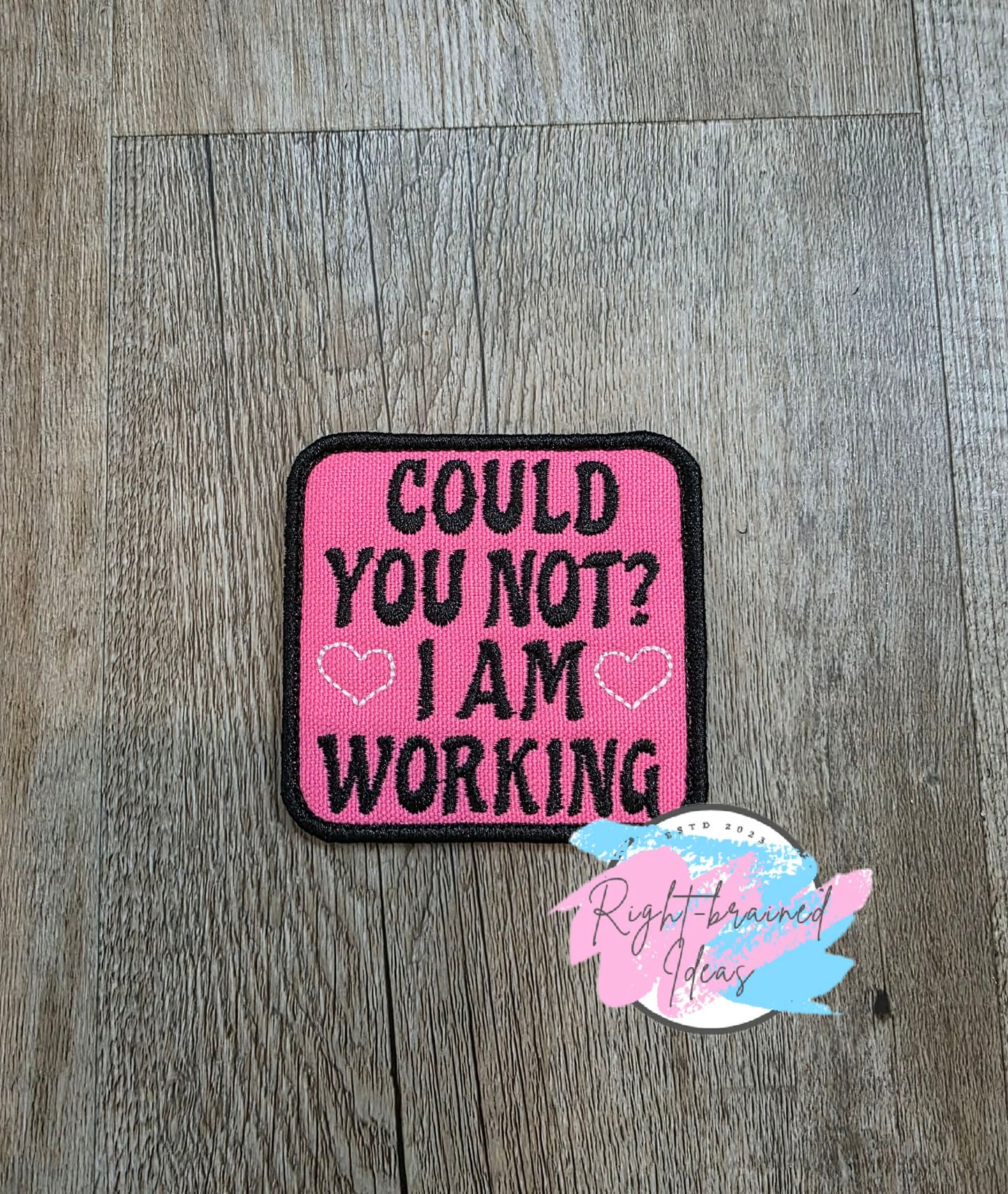 Conversation Heart Inspired Black And White On Pink Canvas Four-piece Patch And Double-sided Patch Tab Set