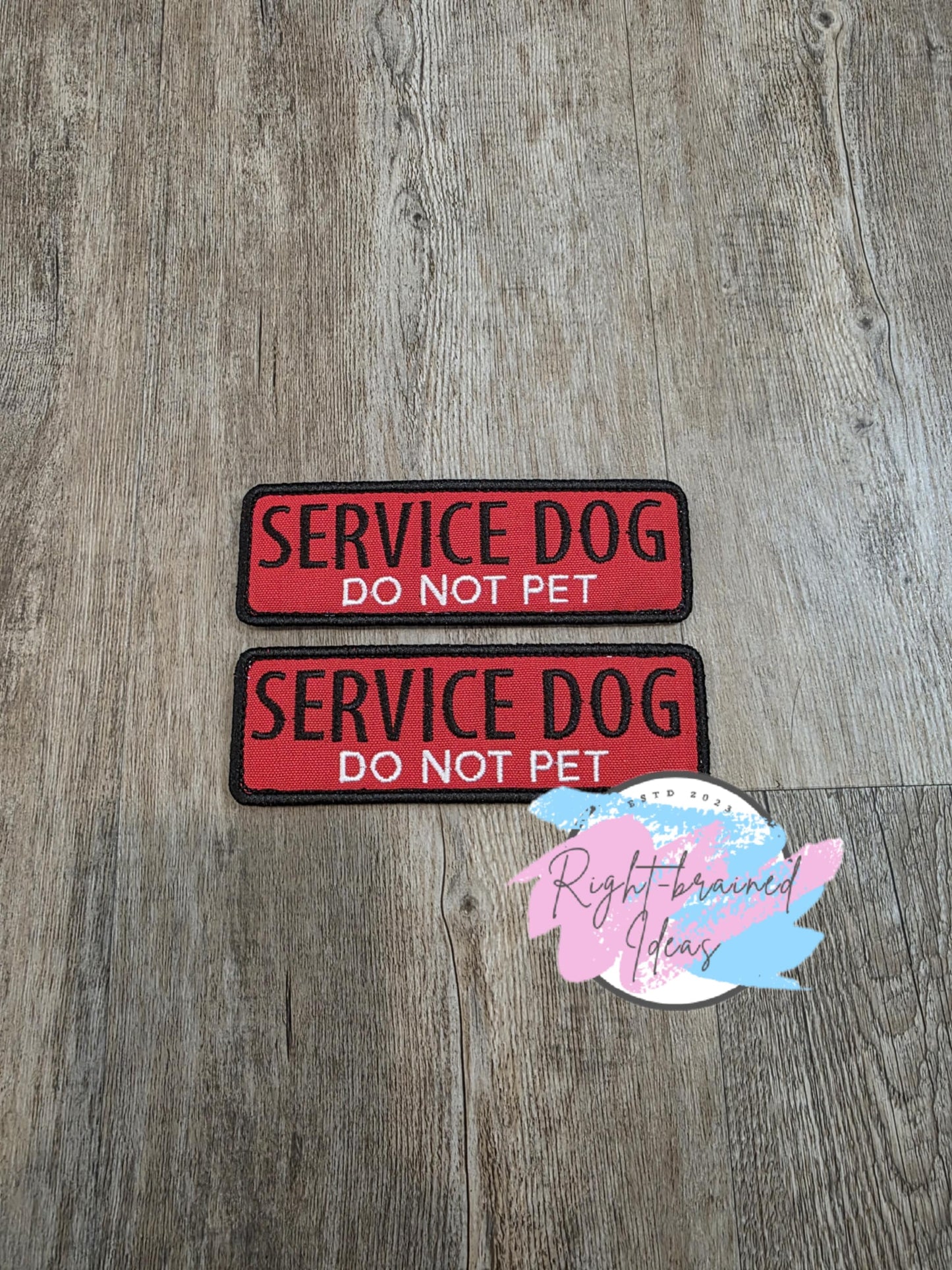 Service Dog Do Not Pet Black and White on Red Canvas Five-piece Patch and Leash Wrap Set