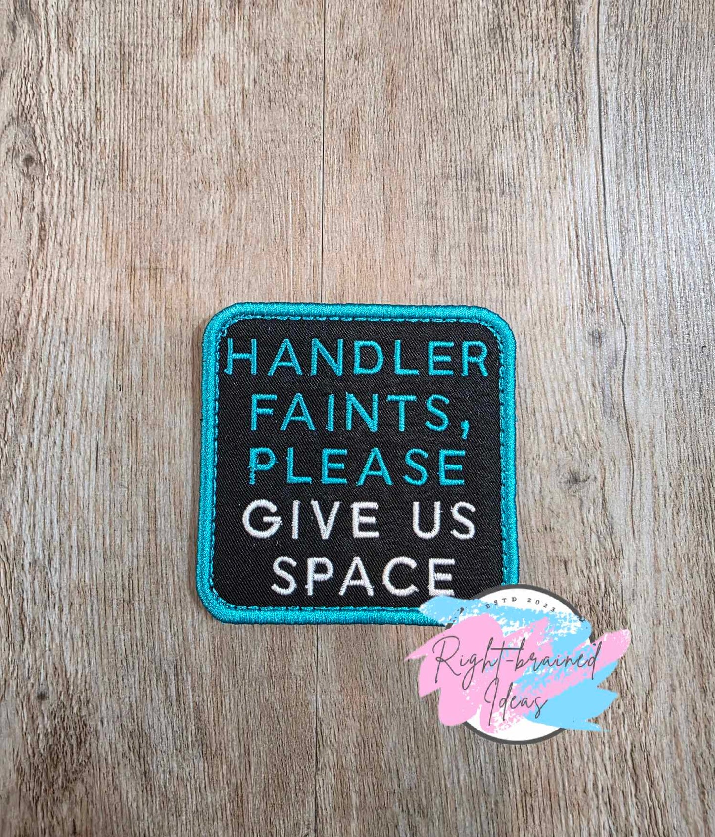 Service Dog Medical Alert Teal on Black Twill POTS Dysautonomia Five-piece Patch and Tab Set